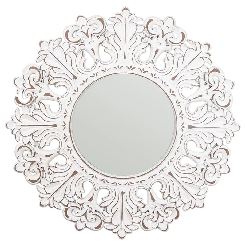 Classic Ornate Carve Round Wall Mirror 74cms