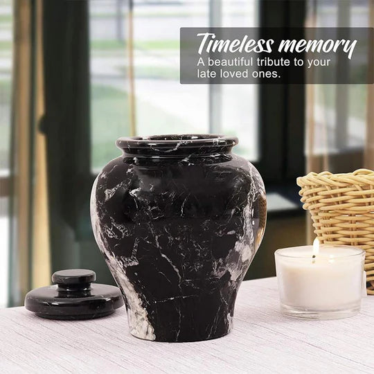 Petite Statement Large Sculptural Urn - Black
