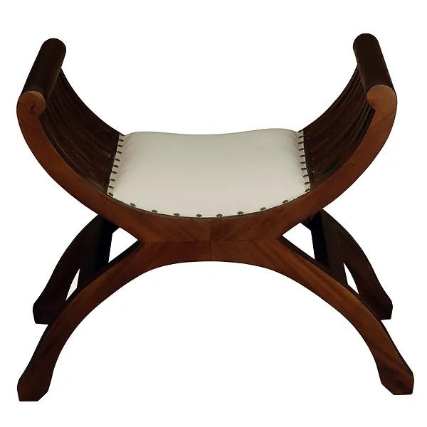 Classic Single Seater Stool With Cushion - Brown