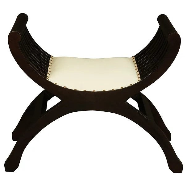 Classic Single Seater Stool With Cushion - Dark Brown