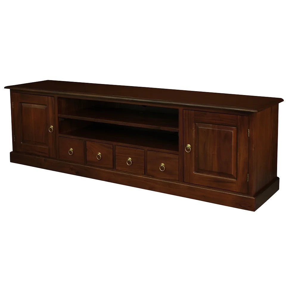 Classic Style 2 Door 4 Drawer Entertainment Unit - Brown