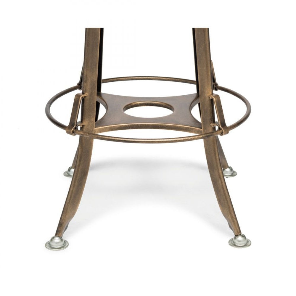 Classic Swivel Height Adjustable Barstool with Backrest - French Brass