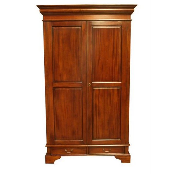 Classic Vintage Colonial Style Wardrobe - Light Mahogany