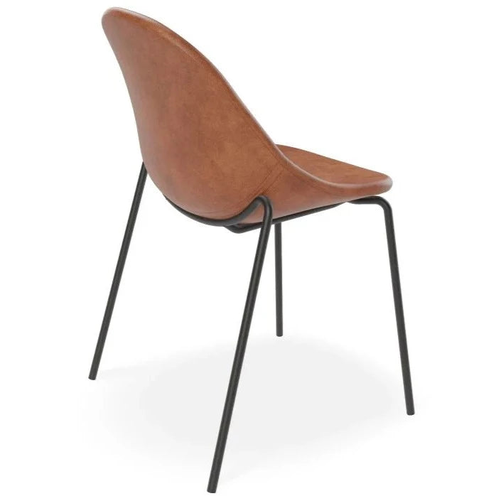 Rustic Vintage Leather Brown Seat 4 Post Base Dining Chair