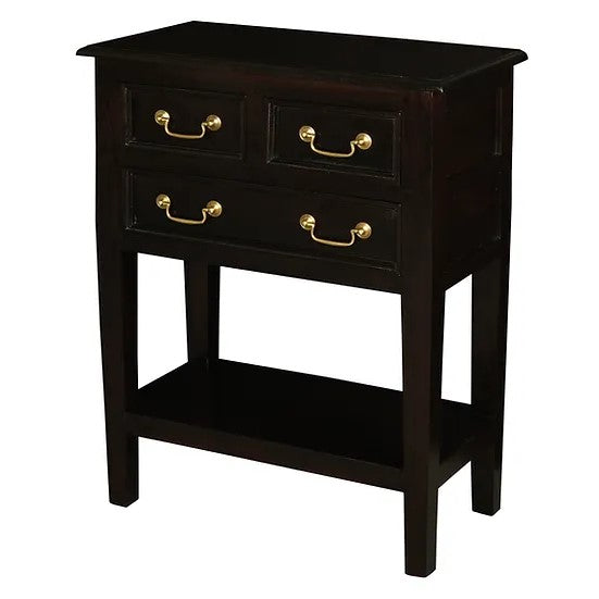 Classic Wooden 3 Drawer Sofa Table - Dark Brown