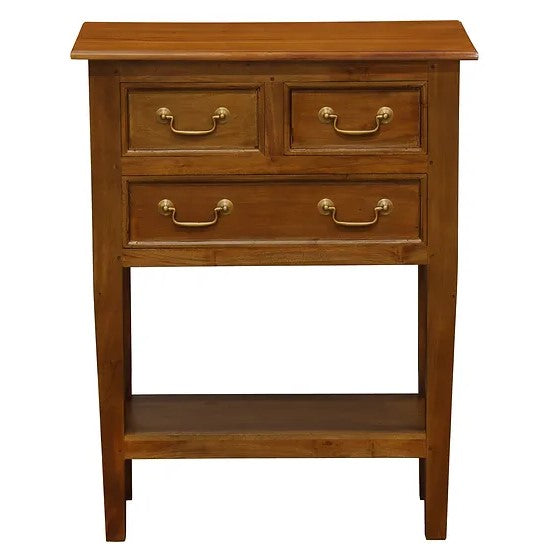 Classic Wooden 3 Drawer Sofa Table - Light Brown