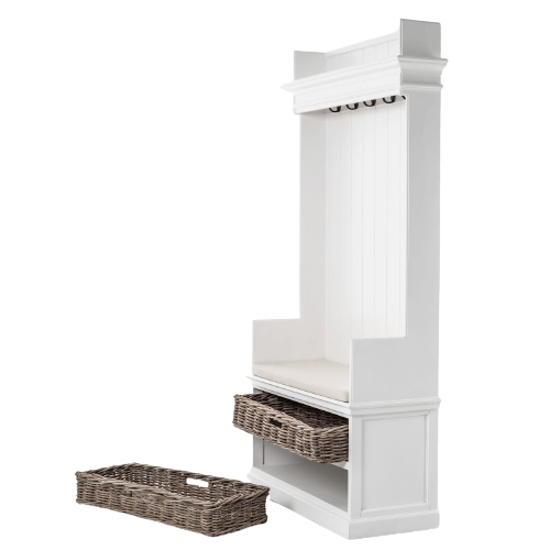 Classic Coat Rack & Bench With 2 Shelves Baskets