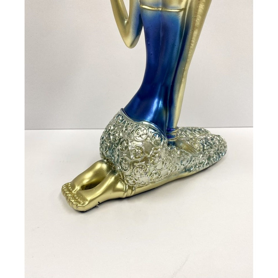 Classical Candelabra Lady Resin Sculpture - Blue