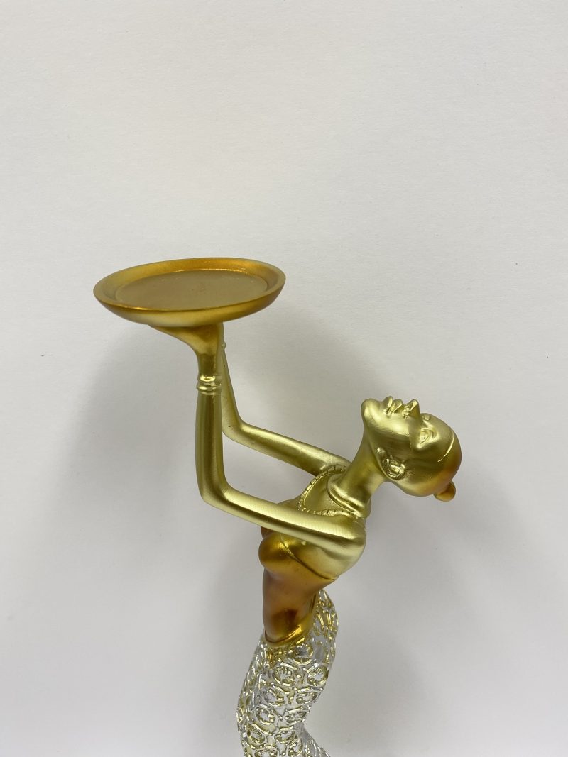 Classical Candelabra Lady Resin Sculpture - Gold