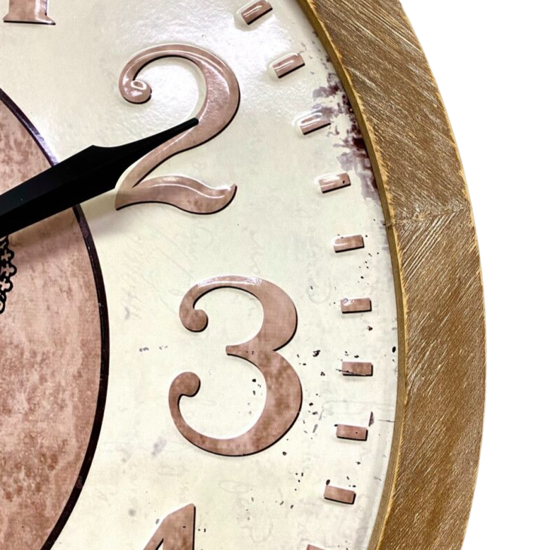 Classical Large Stamping Wood Metal Wall Clock 62cms