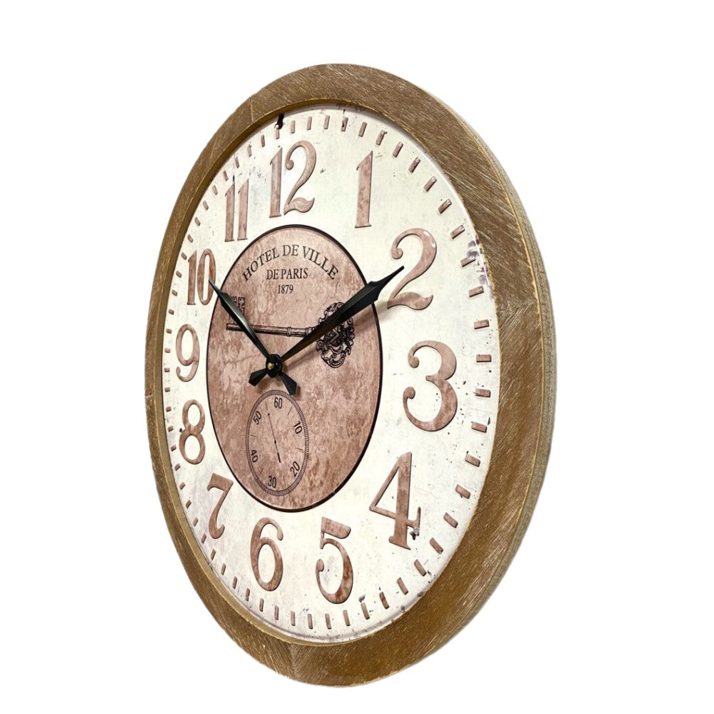 Classical Large Stamping Wood Metal Wall Clock 62cms