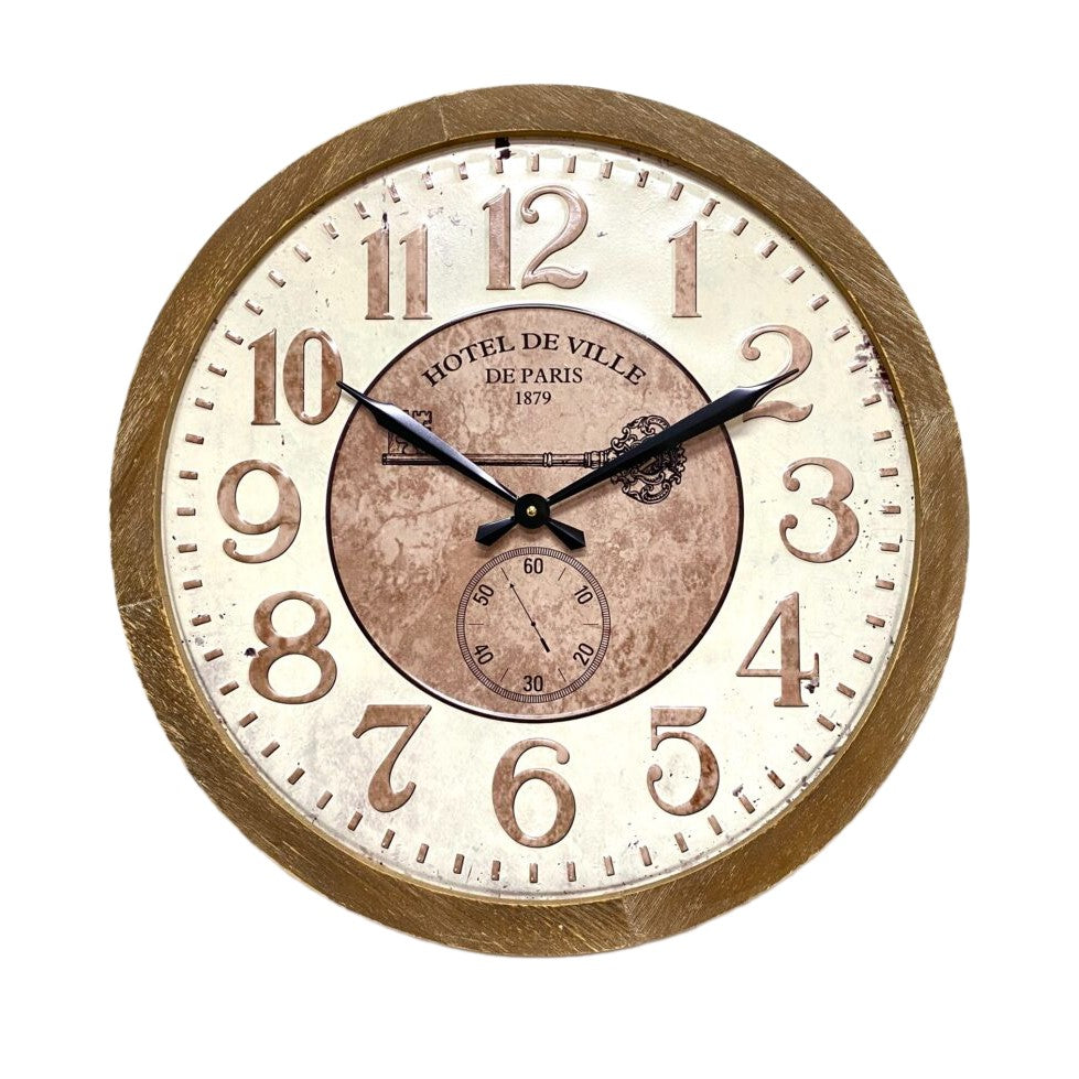 Classical Large Stamping Wood Metal Wall Clock 62cms