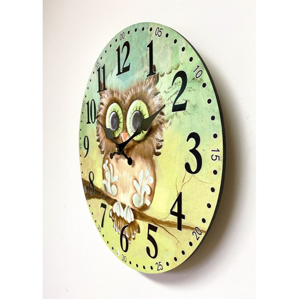 Classical MDF Owl Wall Clock 34cms
