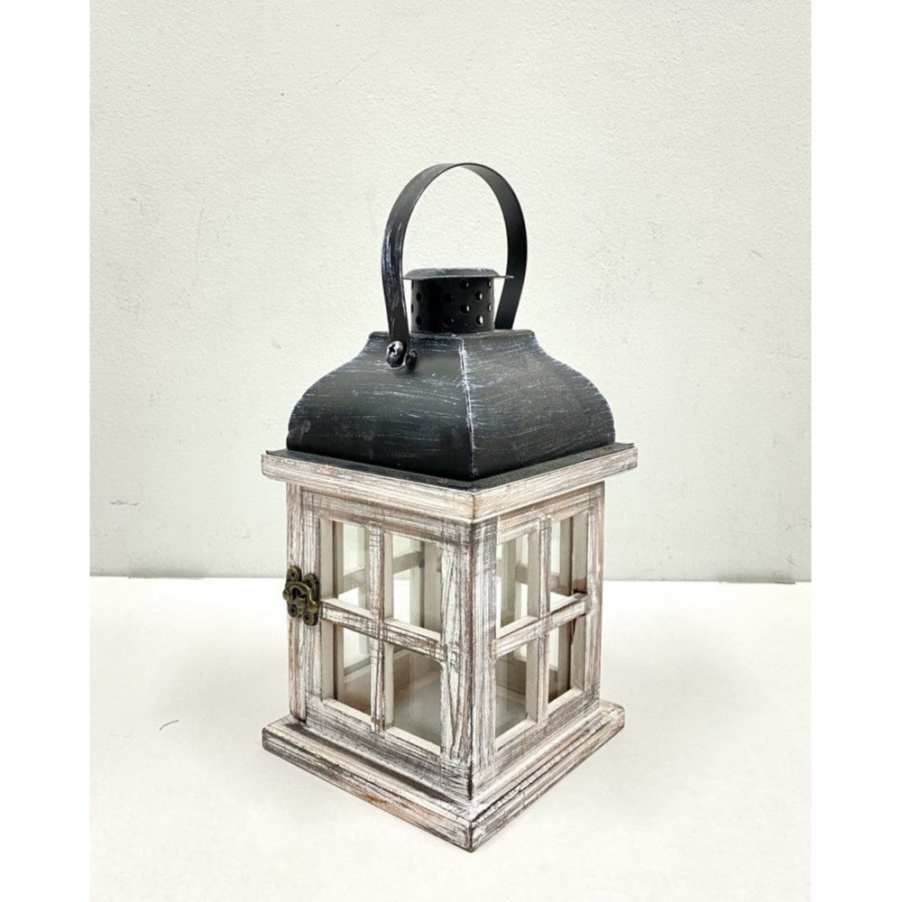 Classical Timber Candle Holder Lantern - Set of 2