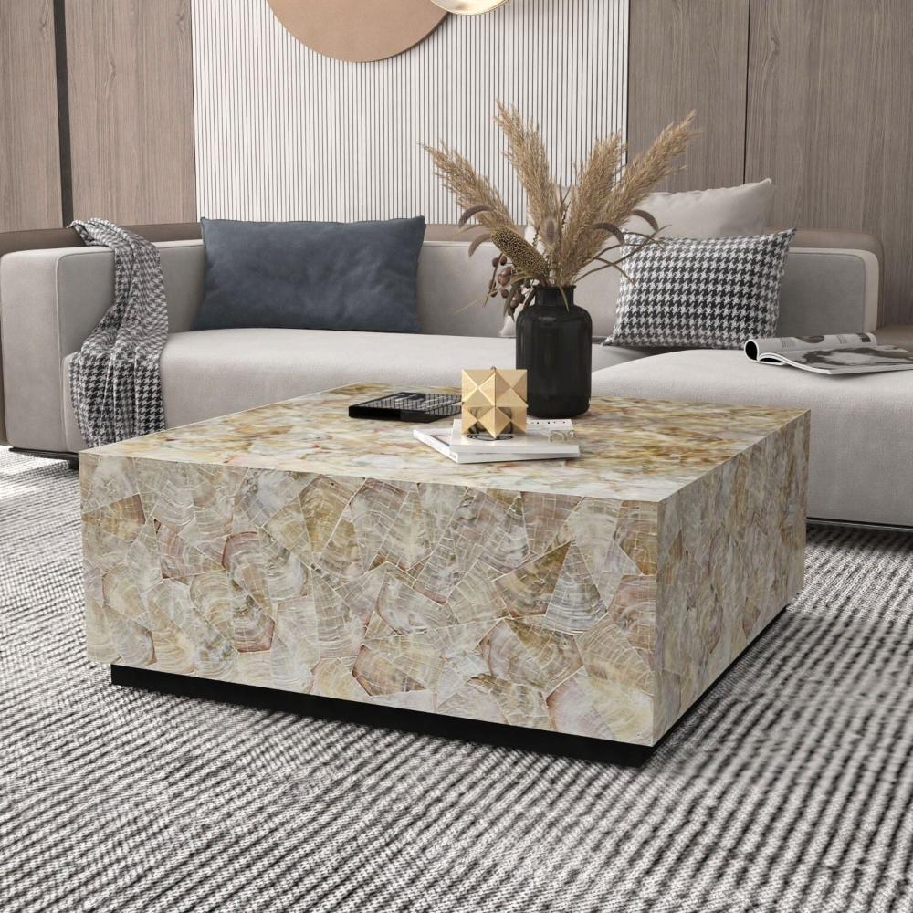 Cluster Handcrafted Pearl Mosaic Coffee Table