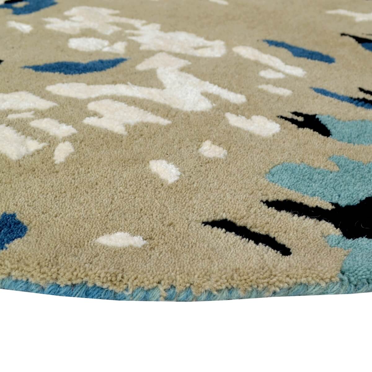 Coastal Pattern Handmade Woolen Rug - Round