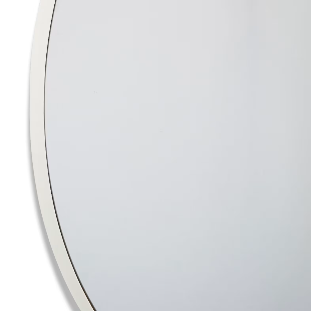 White Coco Sleek Round Wall Mirror 100cms