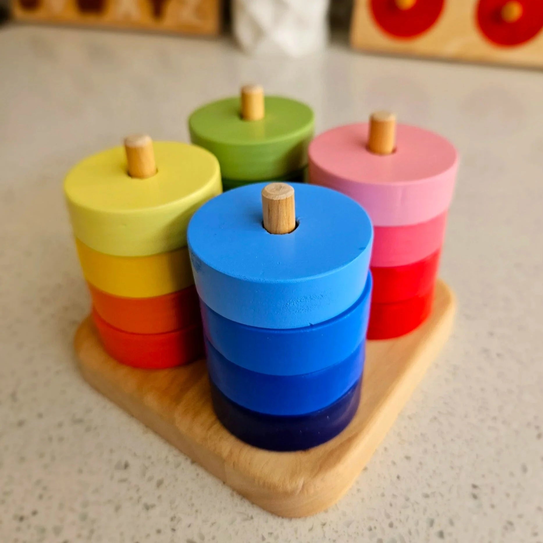 Colorful Montessori Stacking Discs