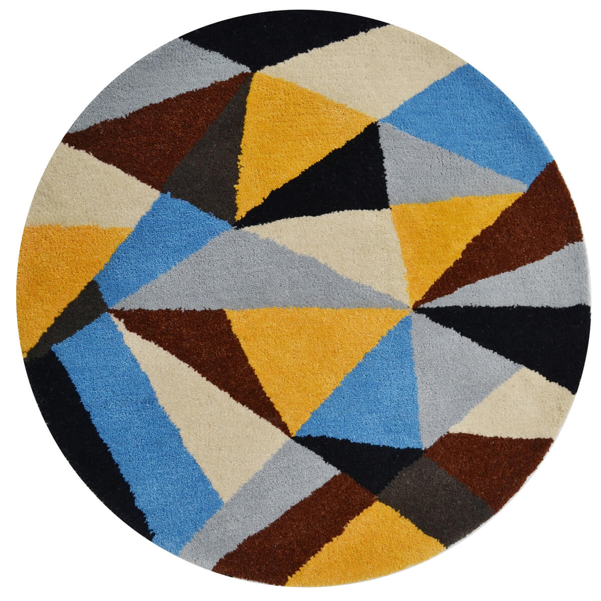 Colorful Triangles Handmade Woolen Rug - Round