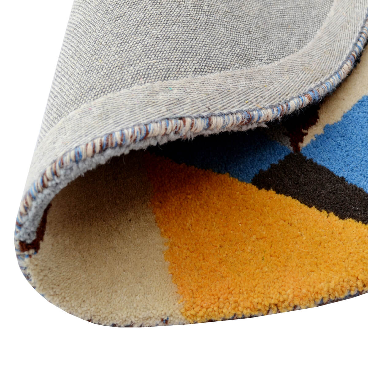 Colorful Triangles Handmade Woolen Rug - Round