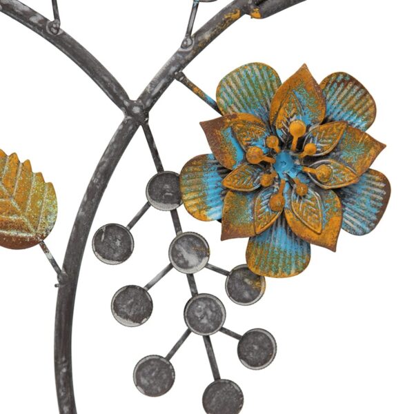 Colour-Rust Birds & Flowers Metal Wall Decor 70cms