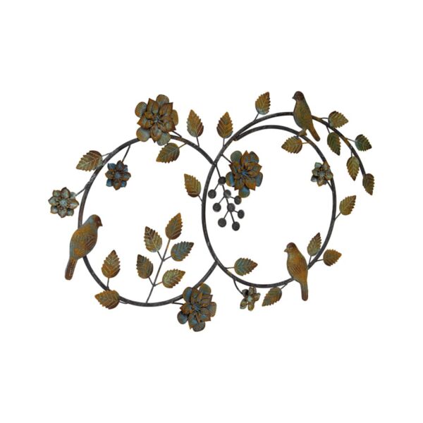 Colour-Rust Birds & Flowers Metal Wall Decor 70cms