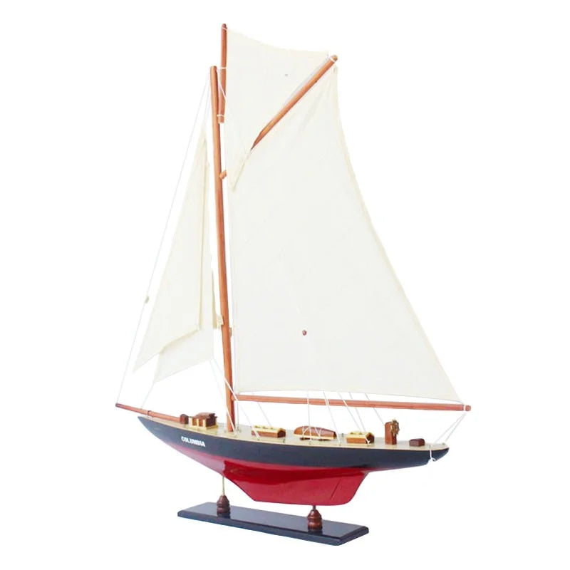 Columbia Yacht 67cms Tall Handmade Model - Red & Black