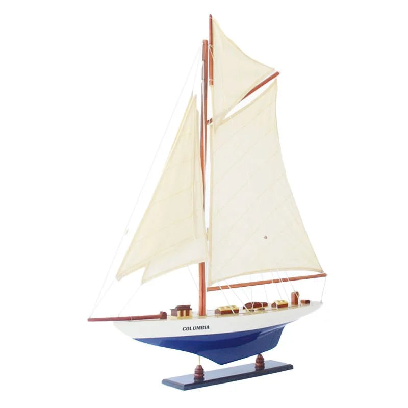 Columbia Yacht 67cms Tall Handmade Model - Blue & White