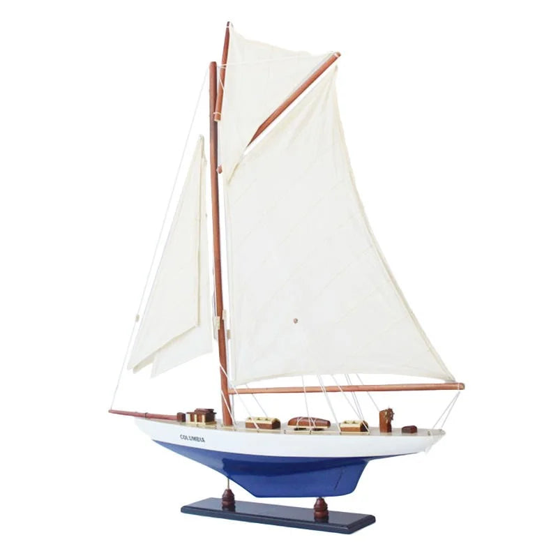 Columbia Yacht 67cms Tall Handmade Model - Blue & White