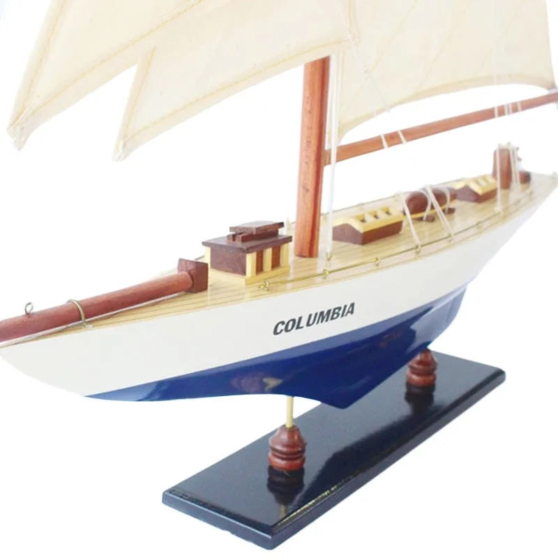 Columbia Yacht 67cms Tall Handmade Model - Blue & White