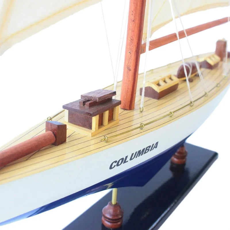 Columbia Yacht 67cms Tall Handmade Model - Blue & White