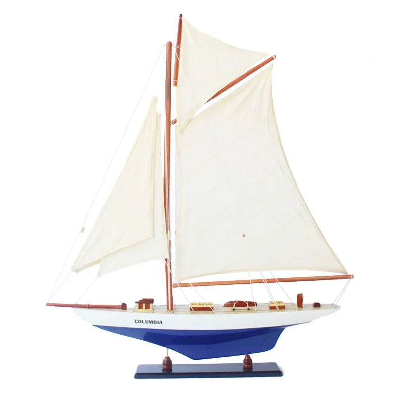 Columbia Yacht 67cms Tall Handmade Model - Blue & White