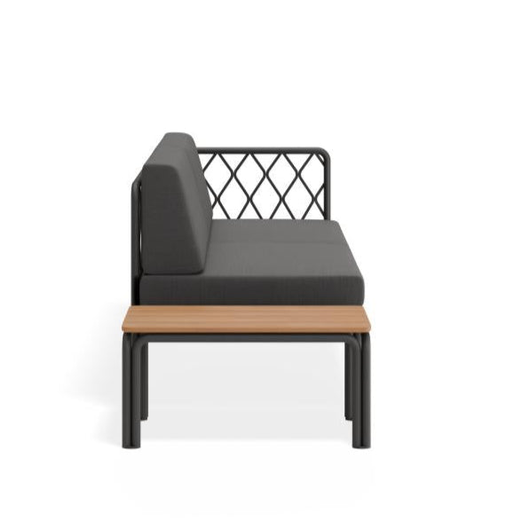 Comfort 2-Seater Sofa - Granite Grey Cushion with Teak Top