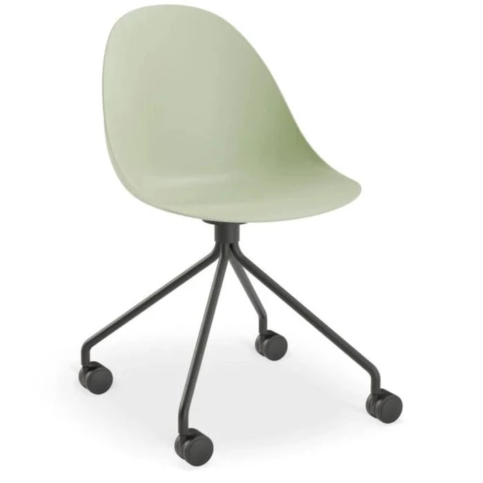 Comfort Dusty Green Shell Pyramid Base with Castors Dining Chair