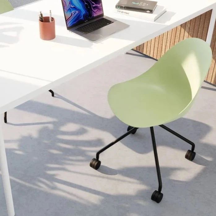 Comfort Dusty Green Shell Pyramid Base with Castors Dining Chair
