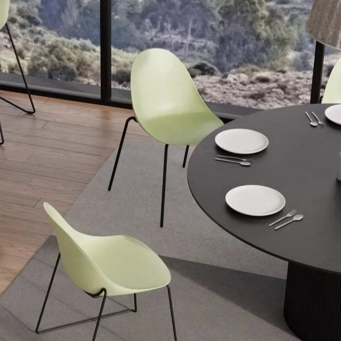 Comfort Dusty Green Shell Seat 4 Post Black Base Dining Chair
