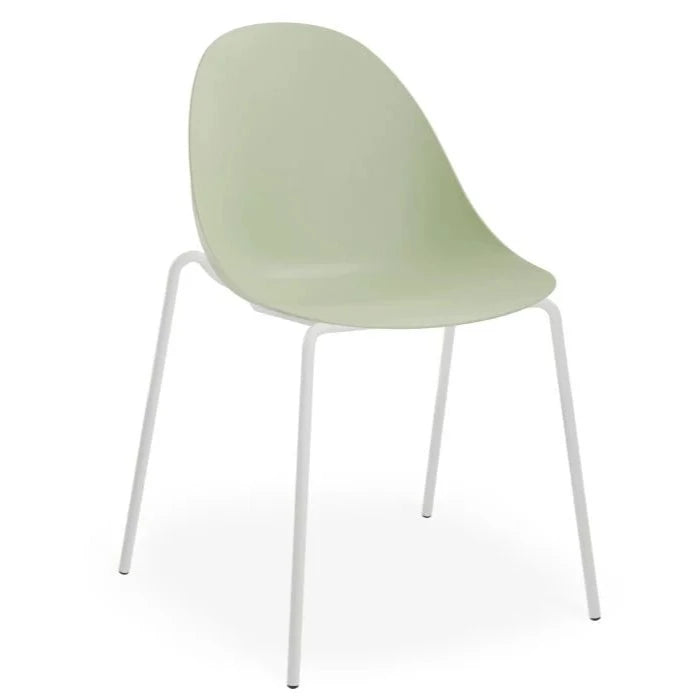 Comfort Dusty Green Shell Seat 4 Post White Base Dining Chair