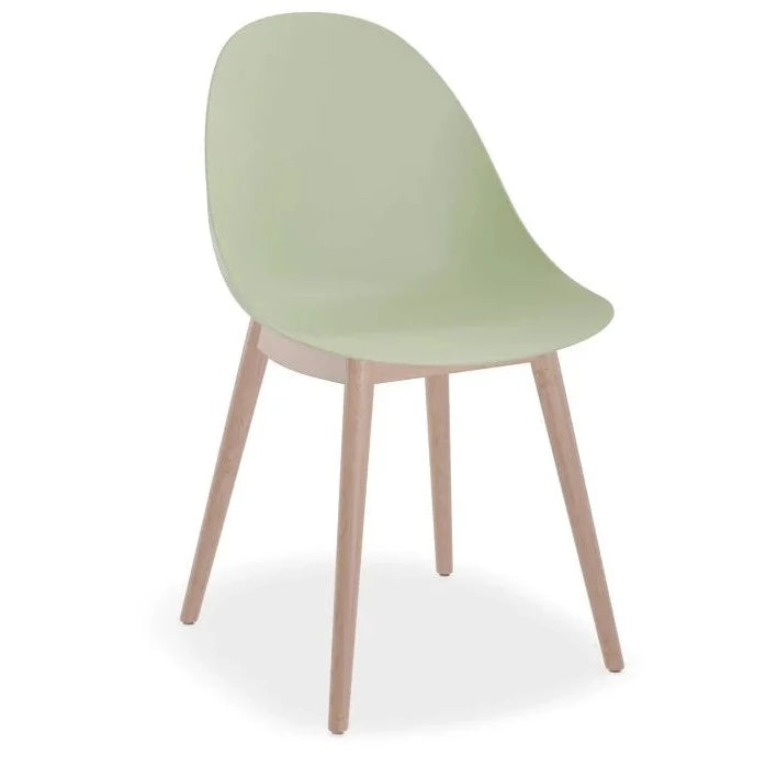 Comfort Dusty Green Shell Seat Wooden Legs Dining Chair