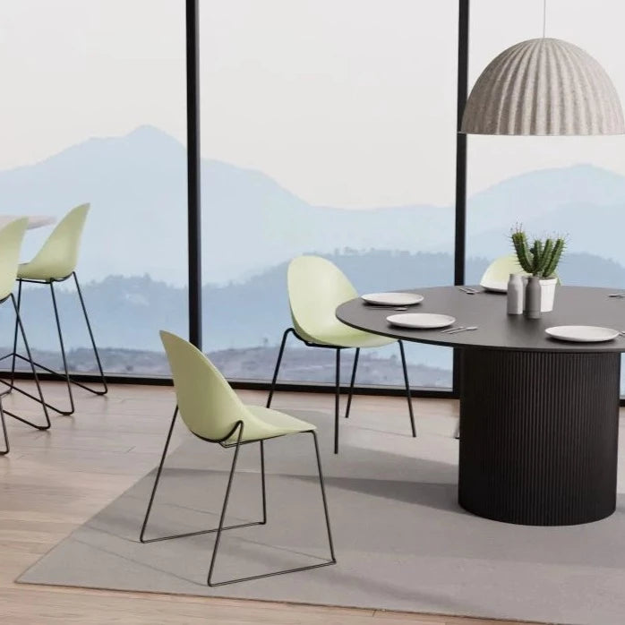 Comfort Dusty Green Shell Sled Base - Black Dining Chair