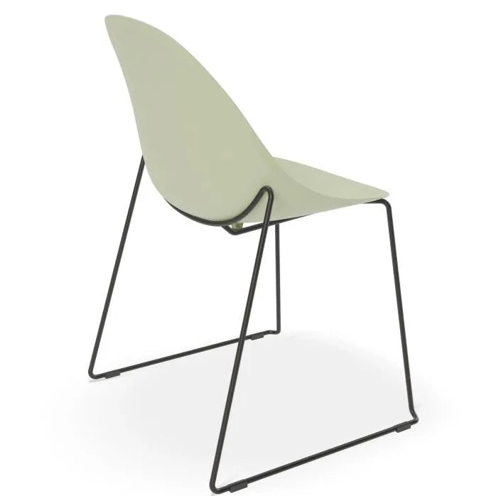 Comfort Dusty Green Shell Sled Base - Black Dining Chair