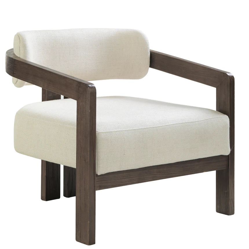 Comfort Stylish Walnut Armchair - Linen