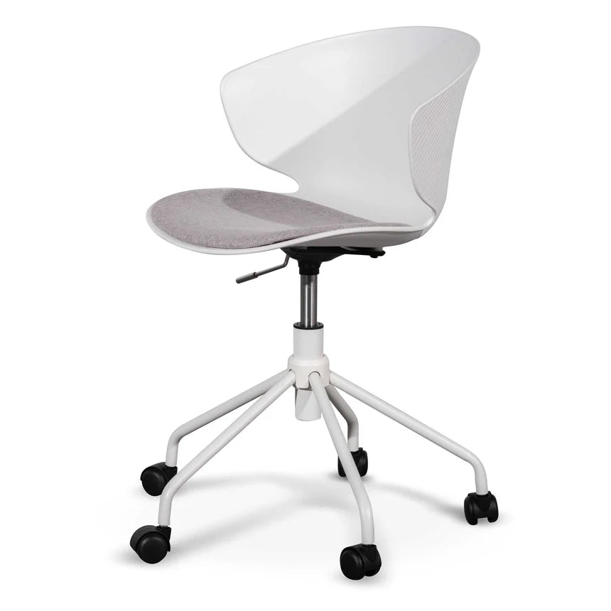 Comfort White Office Chair - Light Grey Seat