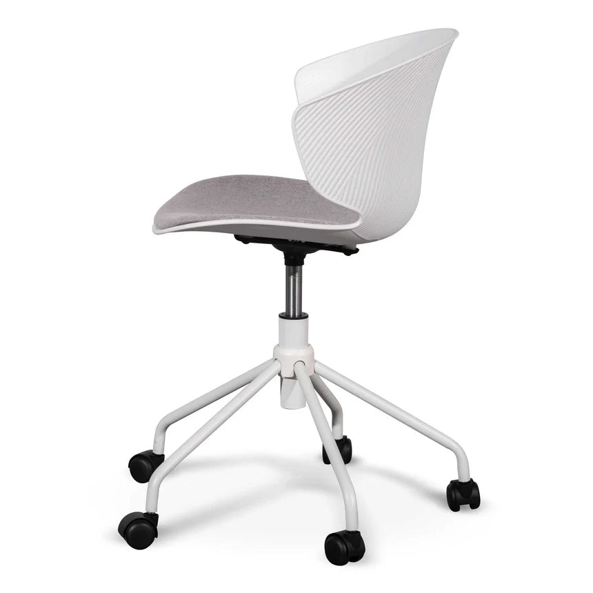 Comfort White Office Chair - Light Grey Seat