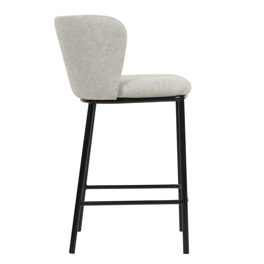 Comfortable Black Stand Bar Stool Set of 2 - Light Grey