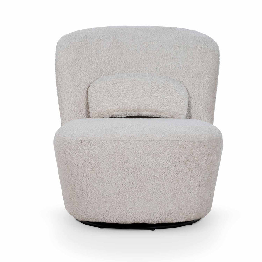 Comfortable Corner Swivel Lounge Chair - Ivory Teddy