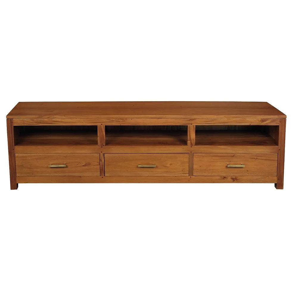 Compact Drawer Low Entertainment Unit - Light Brown