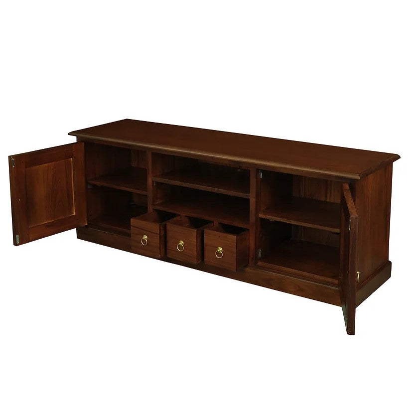 Contemporary 2 Door 3 Drawer Entertainment Unit - Brown
