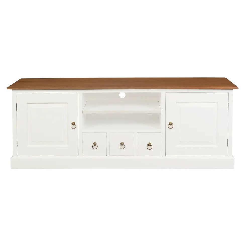 Contemporary 2 Door 3 Drawer Entertainment Unit - White Caramel