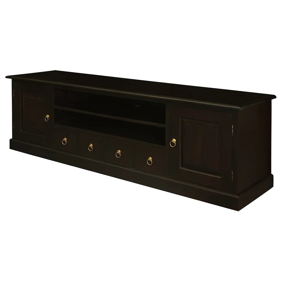 Contemporary 2 Door 4 Drawer Entertainment Unit - Dark Brown