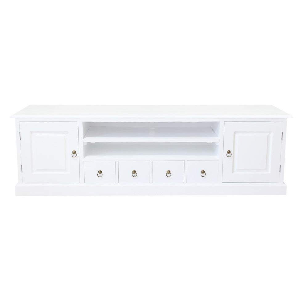 Contemporary 2 Door 4 Drawer Entertainment Unit - White